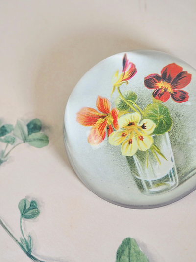 Glass of Nasturtium Dome Paperweight - The Cross Decor & Design