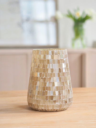 Antique Pewter Mosaic Candle Holder