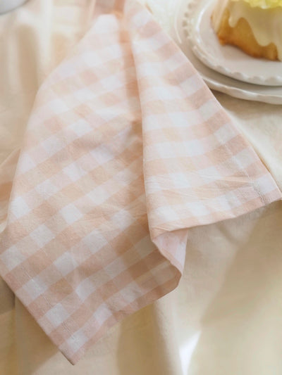 Blush Gingham Cocktail Napkin - The Cross Decor & Design