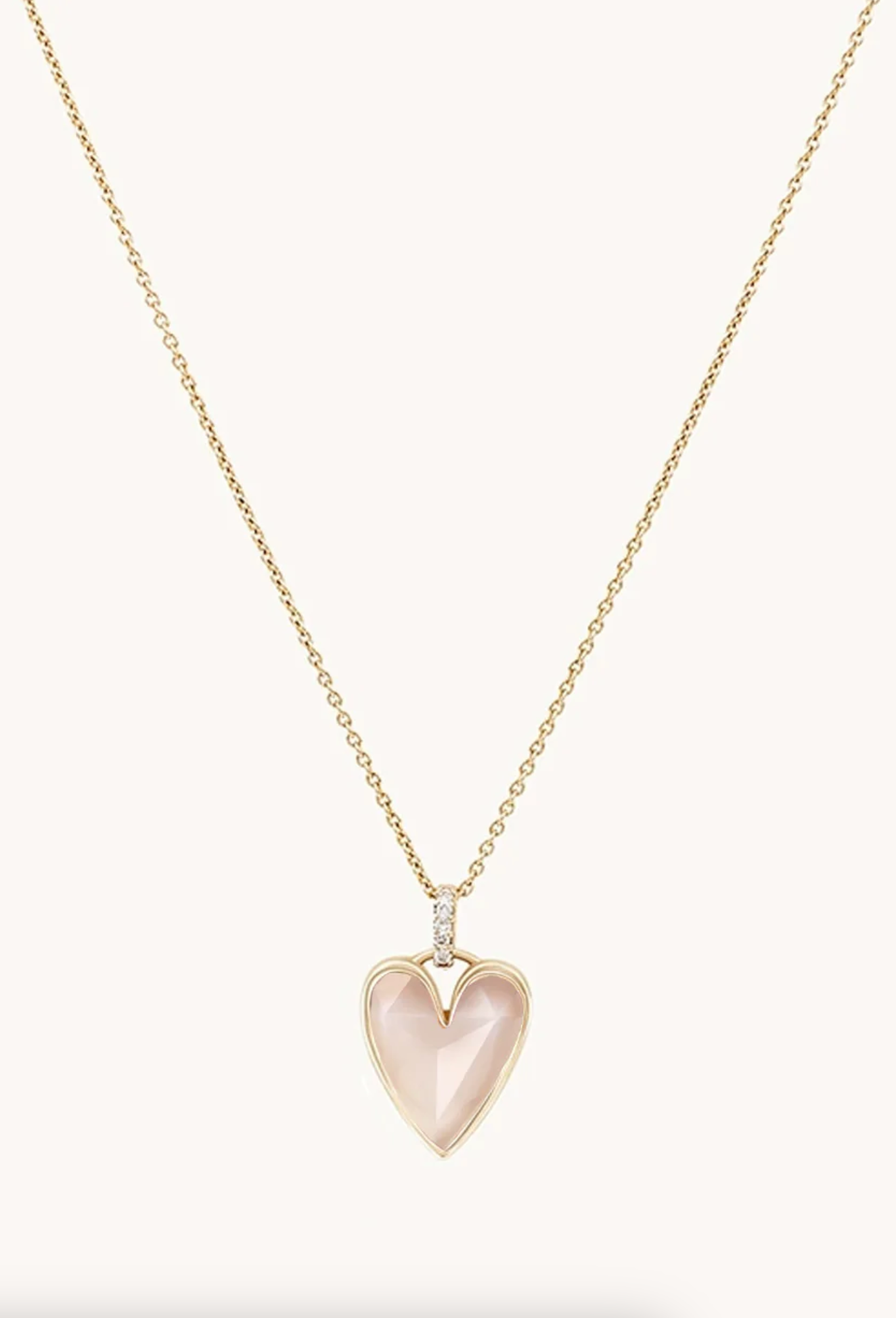 Pink Opal Diamond Heart Mood Charm Necklace