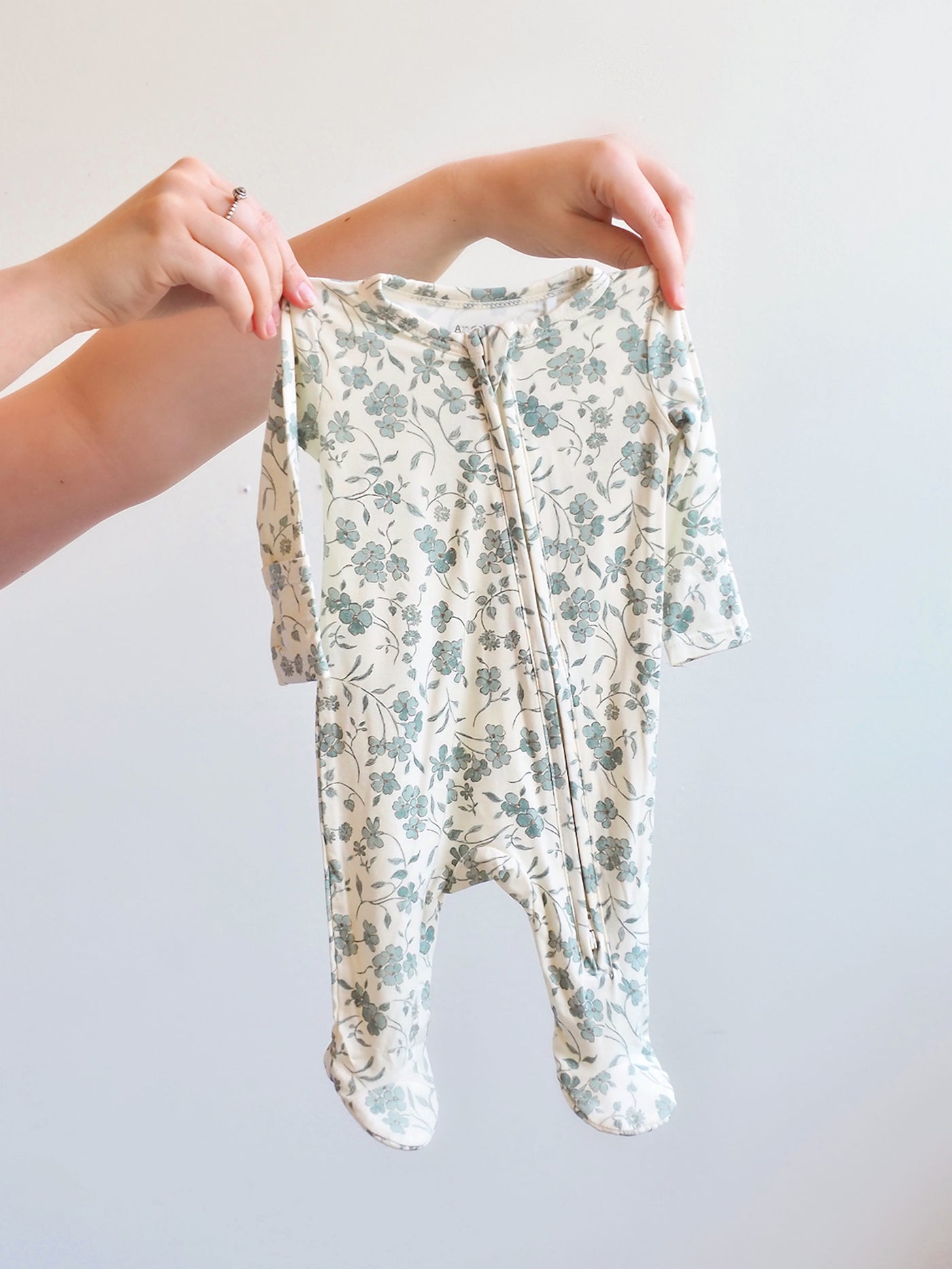 Baby's Breath Floral Zipper Footie - The Cross Decor & Design