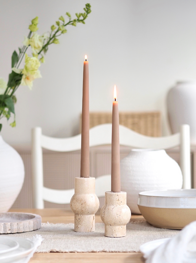 Nora Travertine Taper Holder - The Cross Decor & Design