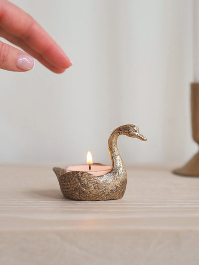 Gold Swan Tealight Holder