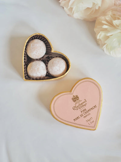Pink Marc de Champagne Chocolate Truffles | Heart Box