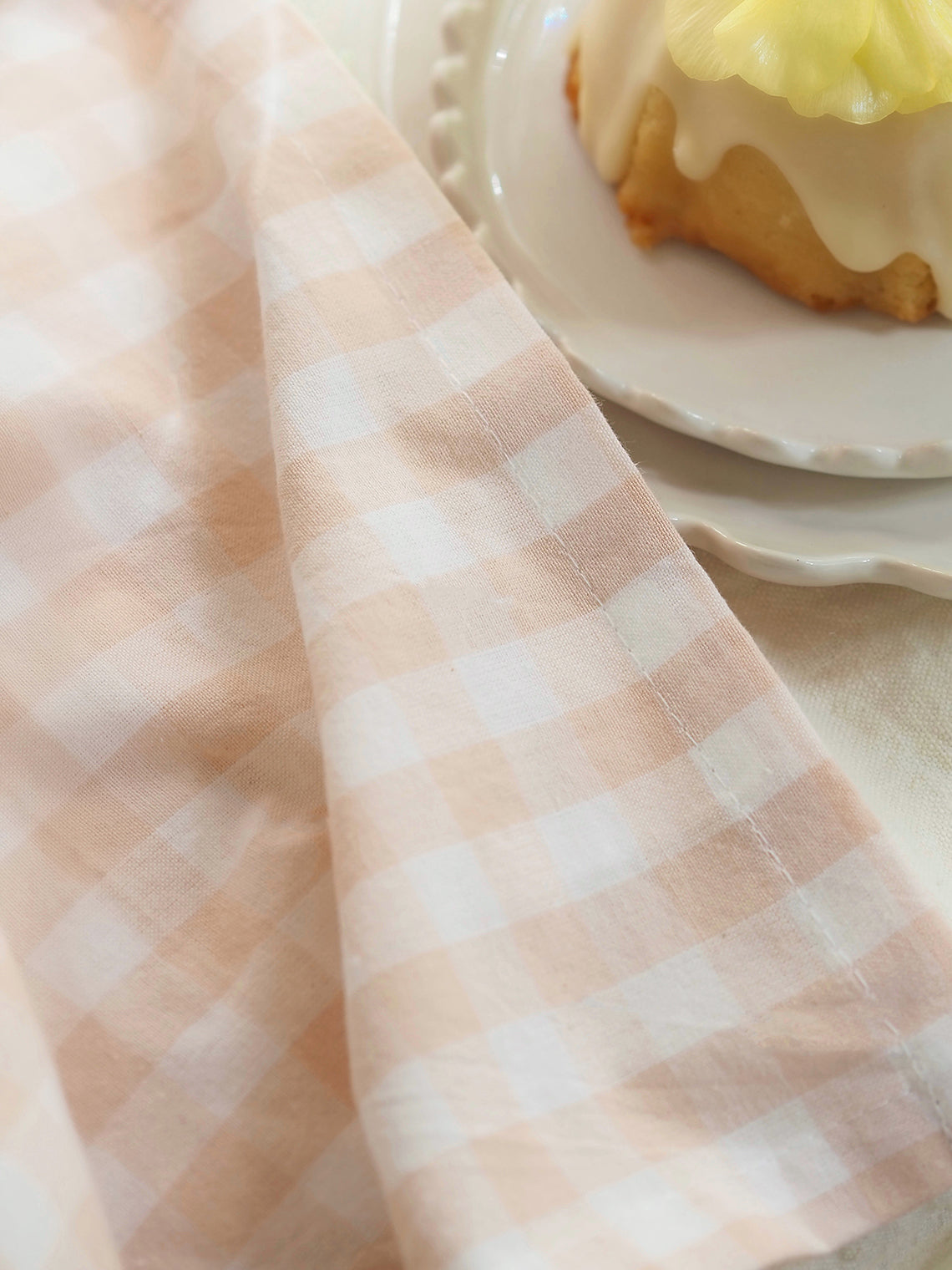 Blush Gingham Cocktail Napkin - The Cross Decor & Design