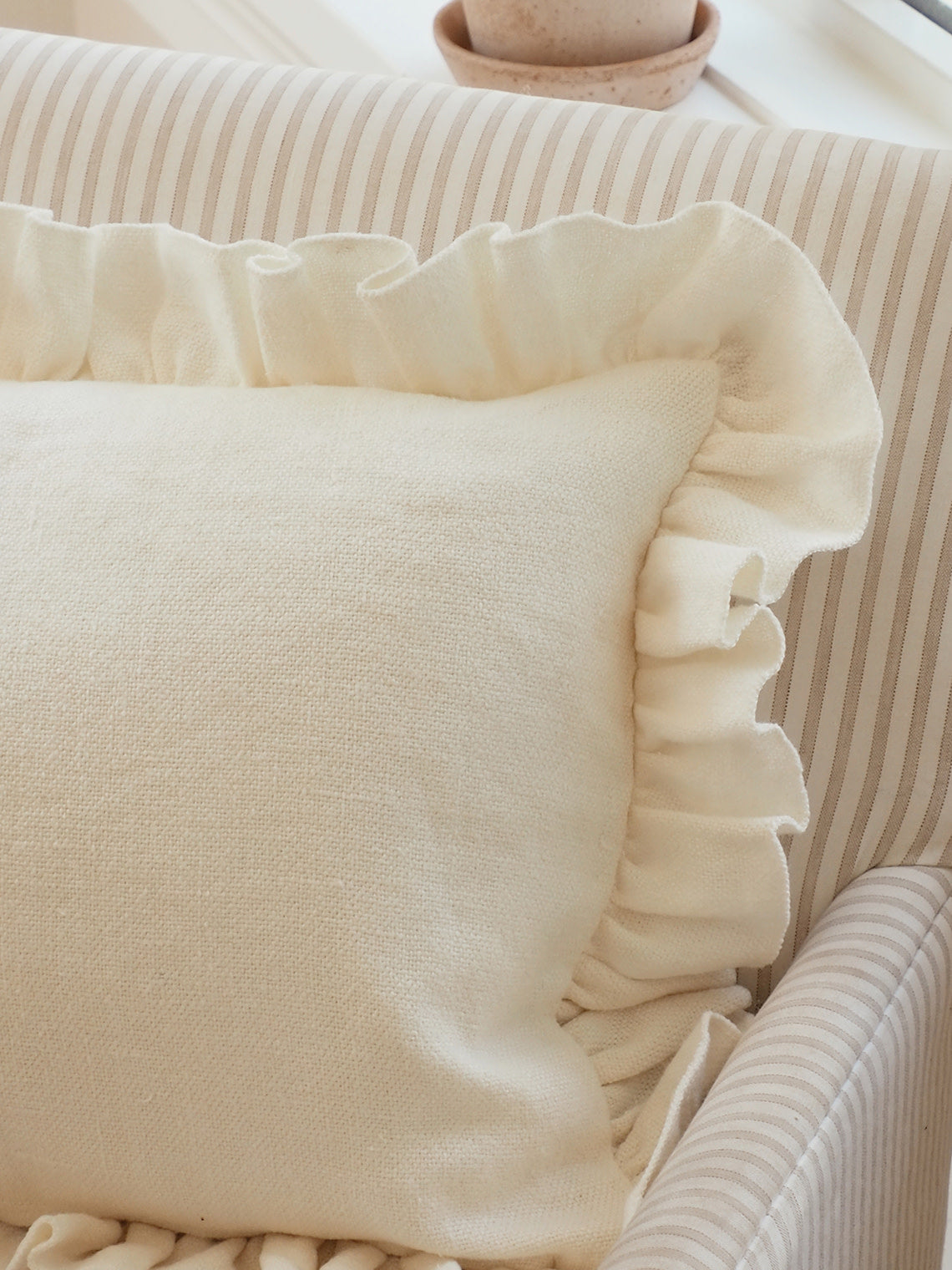 Anika Cream Ruffle Pillow - The Cross Decor & Design