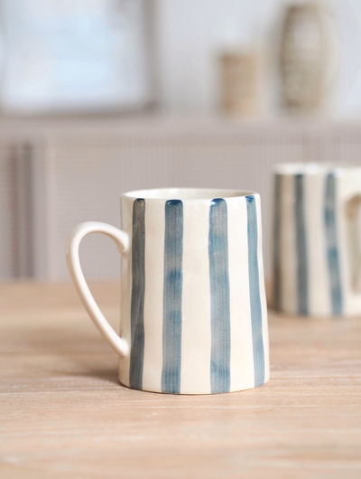 Nola Teal Stripe Mug - The Cross Decor & Design