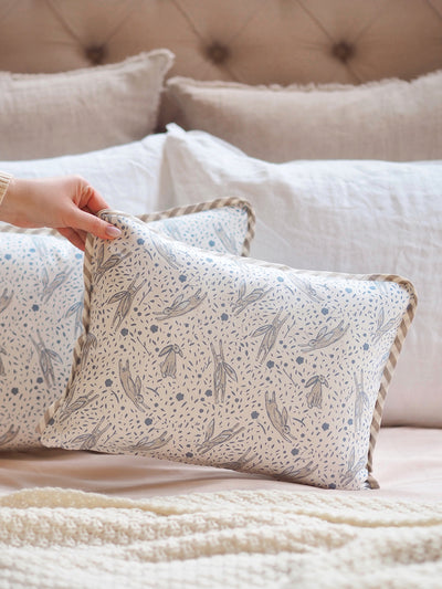 Leaping Rabbits Blue Pillow - The Cross Decor & Design