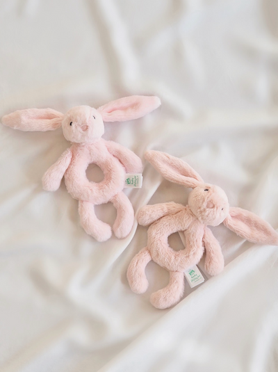 Bashful Pink Bunny Ring Rattle - The Cross Decor & Design