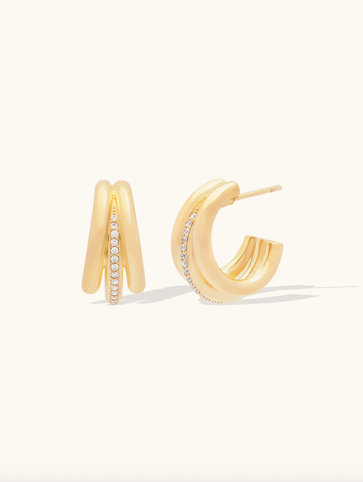 Triplette Pavé Hoops - The Cross Decor & Design