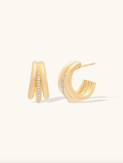 Triplette Pavé Hoops - The Cross Decor & Design