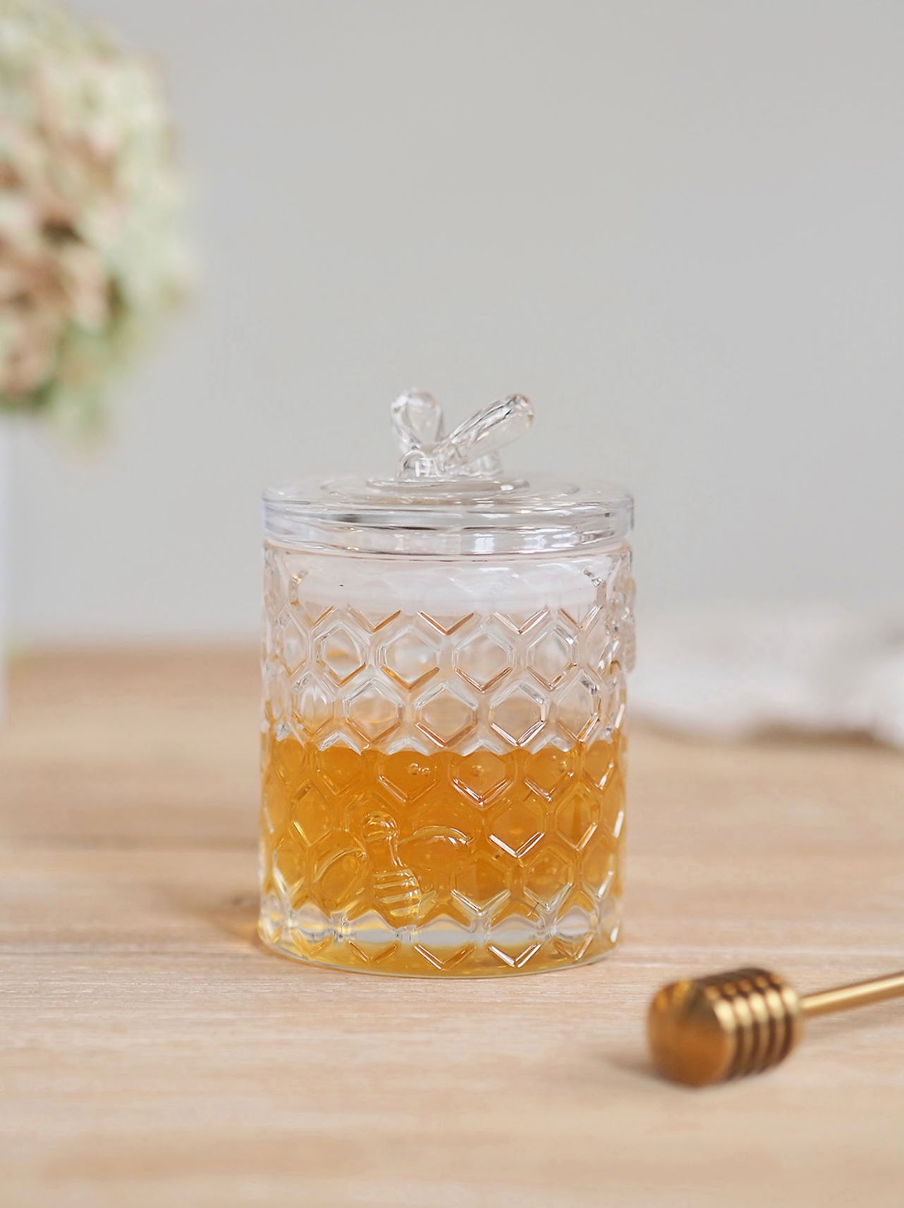 Honeycomb Jar with Bee - The Cross Decor & Design