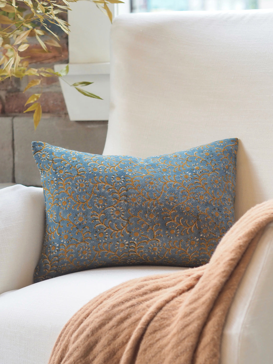 Kochin Teal Mustard Pillow | 14x20