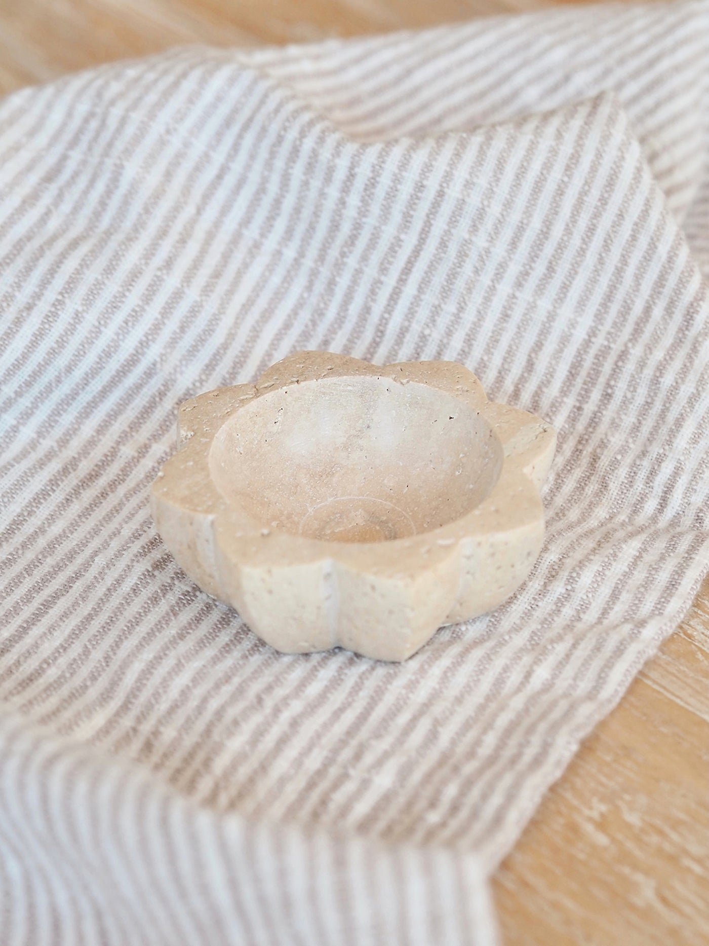 Travertine Lotus Pinch Bowl - The Cross Decor & Design