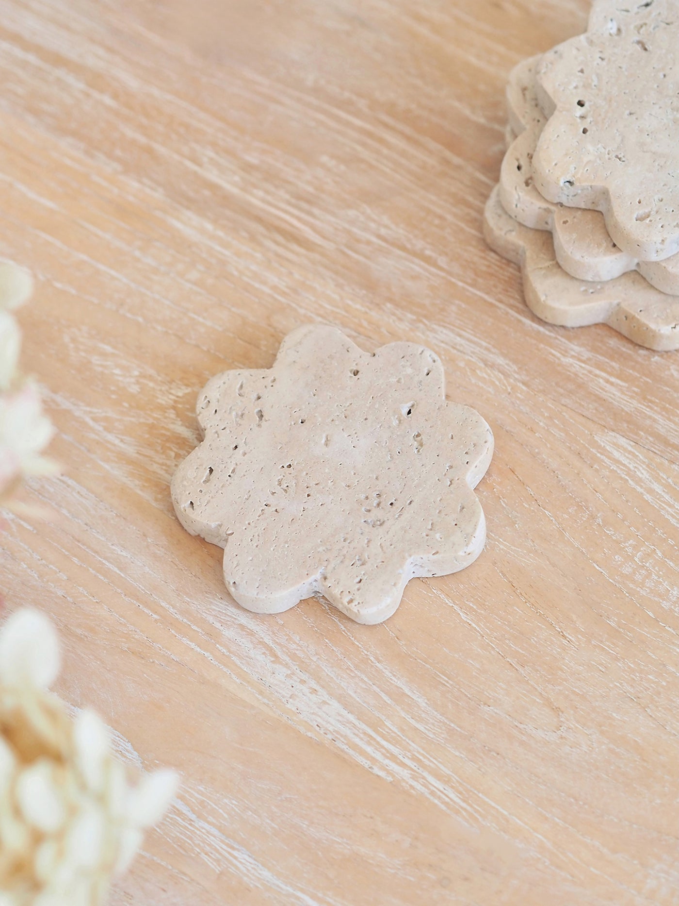 Travertine Scalloped Coaster - The Cross Decor & Design