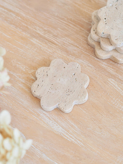 Travertine Scalloped Coaster - The Cross Decor & Design