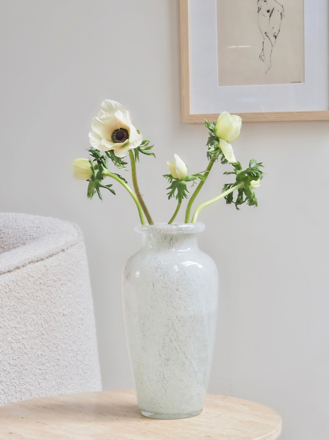 White Speckled Glass Vase