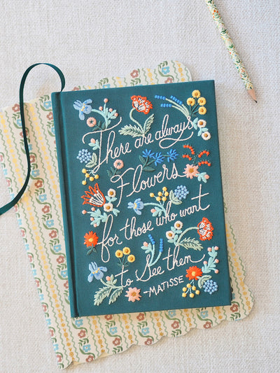 There Are Always Flowers Embroidered Journal - The Cross Decor & Design
