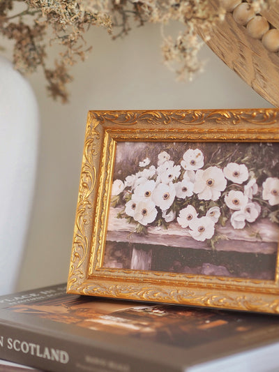 White Anemones Framed Canvas Print 5x7