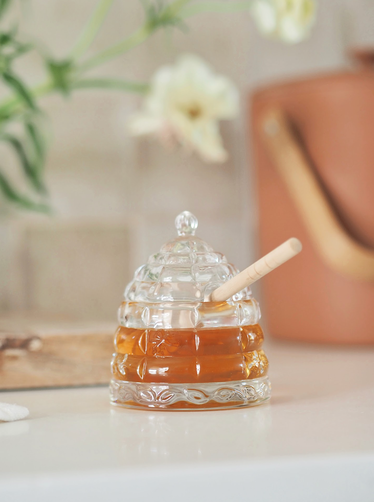 Glass Beehive Honey Pot w/ Dipper - The Cross Decor & Design