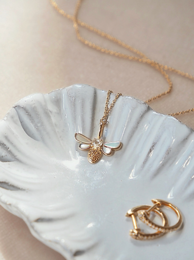 Honey Glow Bee Necklace | 10K - The Cross Decor & Design