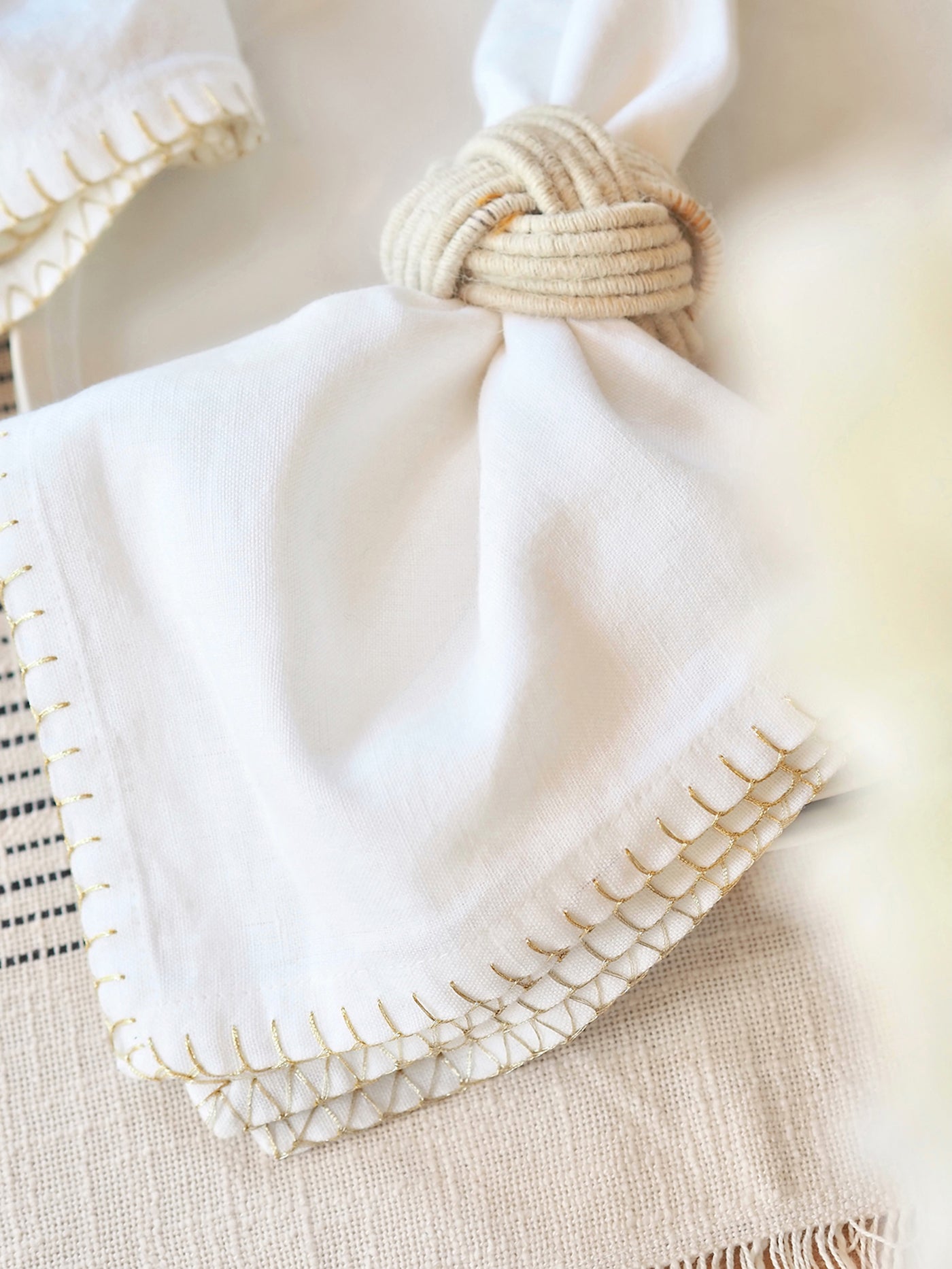 Luma Stitched White Napkin - The Cross Decor & Design