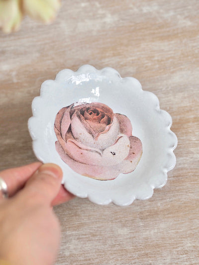 John Derian Rose With Insect Saucer