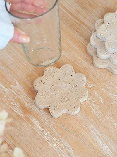 Travertine Scalloped Coaster - The Cross Decor & Design