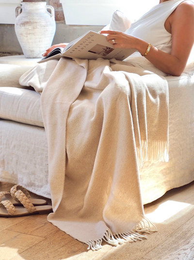 Juno Sand Cashmere Throw - The Cross Decor & Design