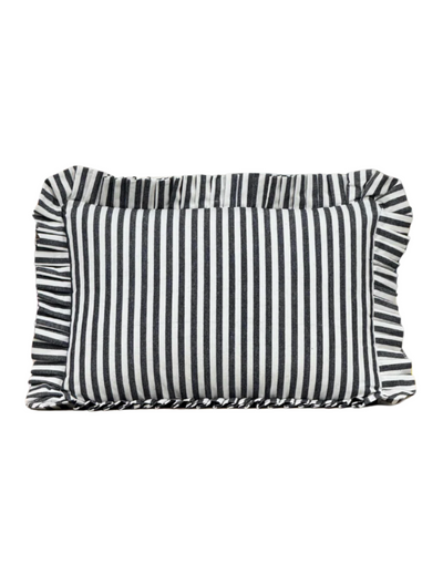 Ruffle Charcoal Stripe Pillow | 14x20