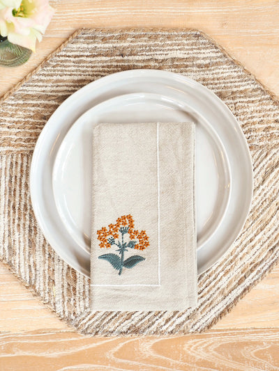 Floral Embroidery Napkin - The Cross Decor & Design