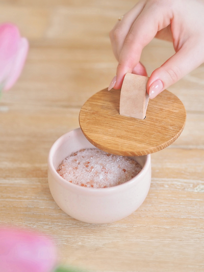 Marshmallow Salt Cellar w/Oak Lid - The Cross Decor & Design