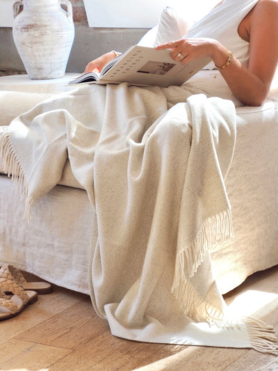 Juno Ivory Cashmere Throw - The Cross Decor & Design