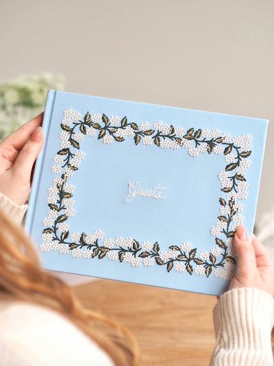Hydrangea Embroidered Guest Book - The Cross Decor & Design