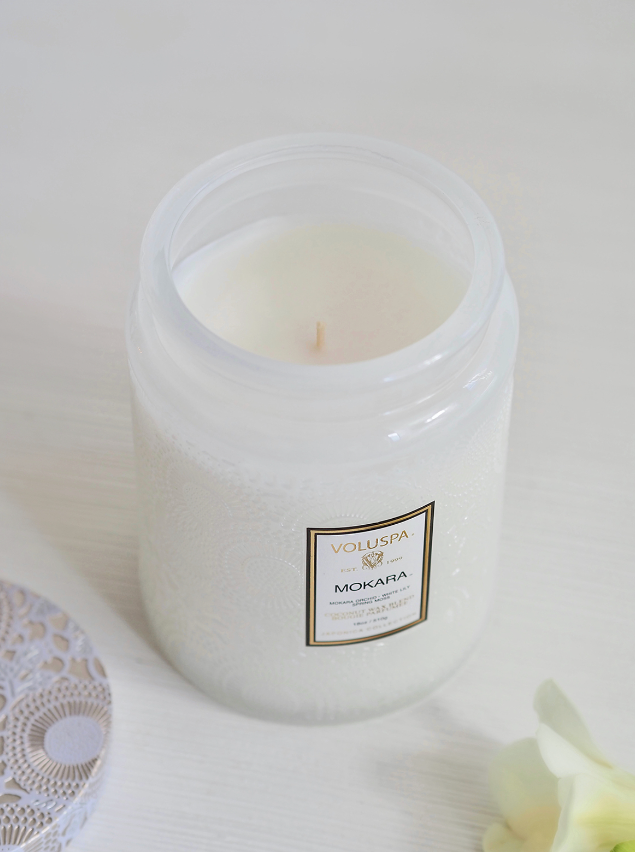 Mokara Embossed Glass Jar Candle | Large - The Cross Decor & Design