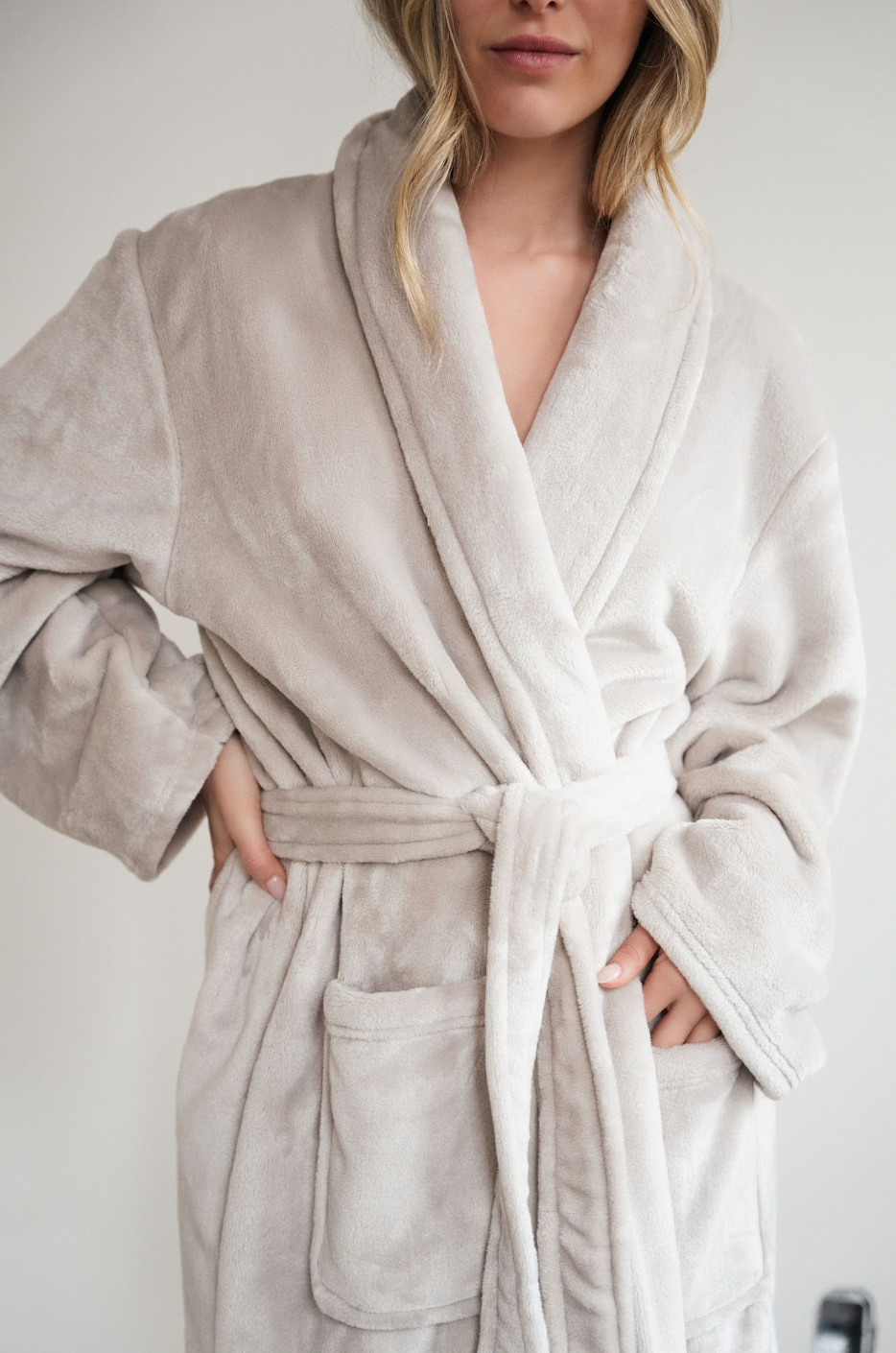 Solace Dove Grey Fleece Robe - The Cross Decor & Design