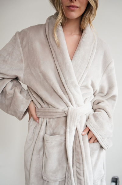 Solace Dove Grey Fleece Robe - The Cross Decor & Design