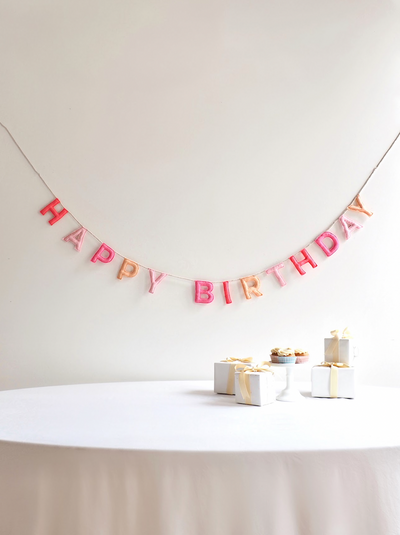 Pink Happy Birthday Felt Garland - The Cross Decor & Design