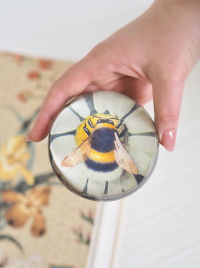 Fuzzy Bee (Green Daisy) Dome Paperweight - The Cross Decor & Design