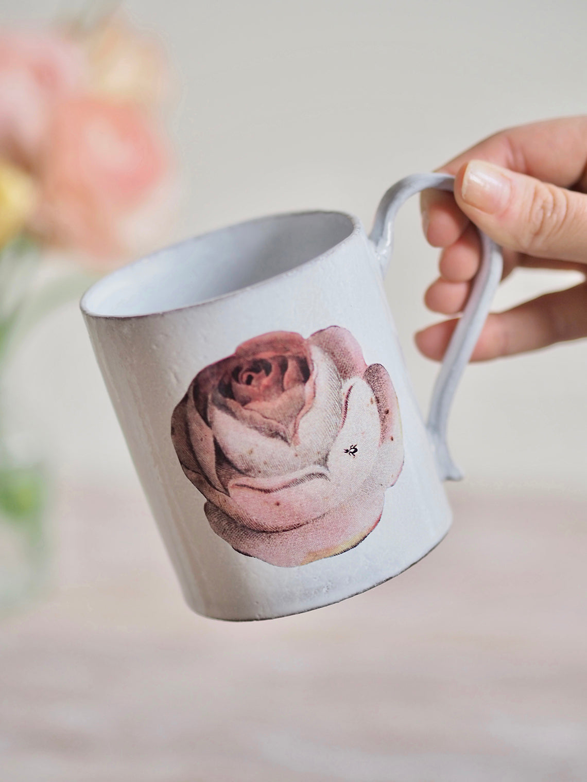 Pink Rose with Insect John Derian Mug