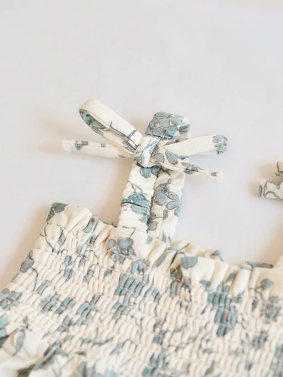 Baby's Breath Floral Tie Strap Smocked Bubble - The Cross Decor & Design