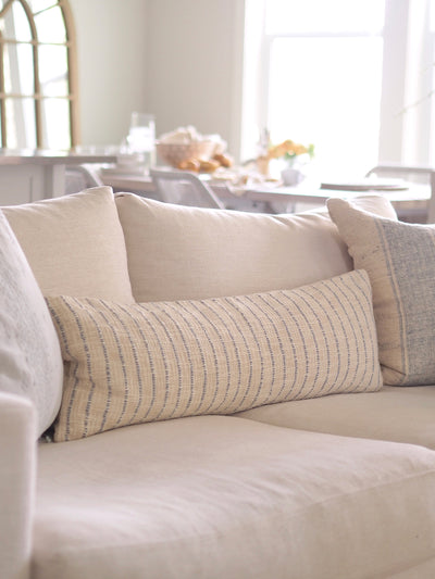 JoJo Ivory/Blue Grey Lumbar Pillow | 14x40 - The Cross Decor & Design