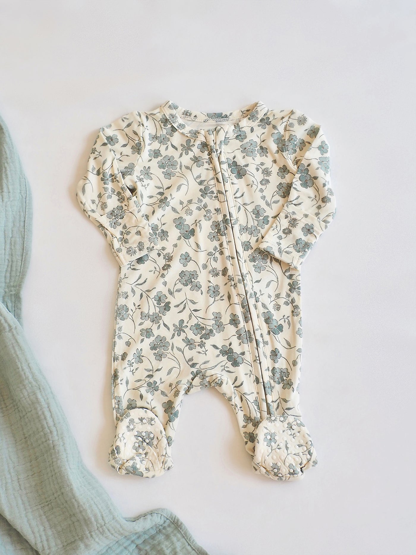 Baby's Breath Floral Zipper Footie - The Cross Decor & Design