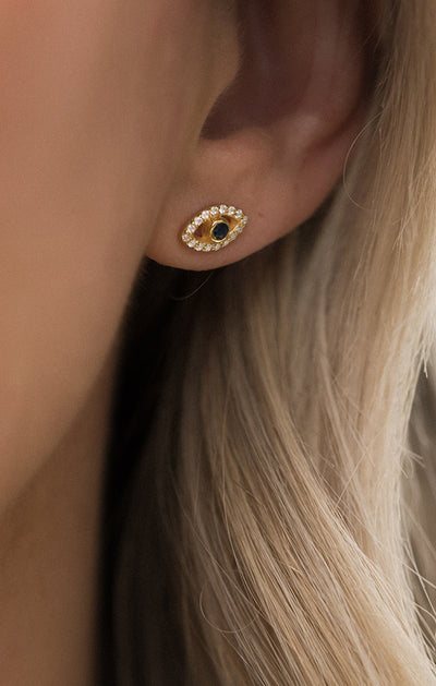 Evil Eye Sapphire Studs - The Cross Decor & Design
