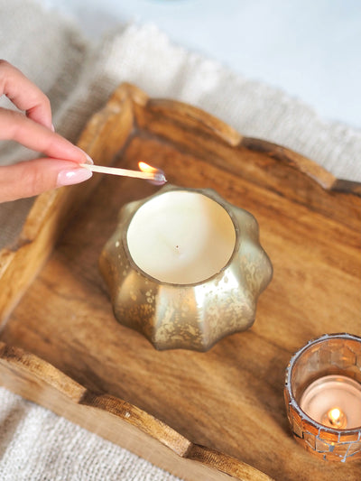 Leaves & Acorns Mercury Pumpkin Candle - The Cross Decor & Design