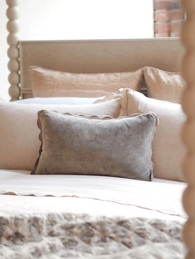 Vivian Scalloped Fog Pillow | 21x12