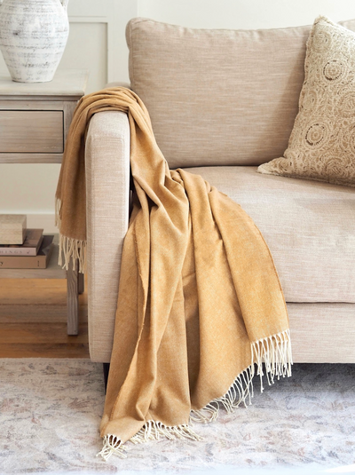 Monroe Caramel Herringbone Throw - The Cross Decor & Design