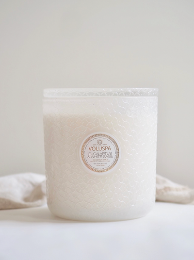 Eucalyptus & White 5 Wick Hearth Candle - The Cross Decor & Design