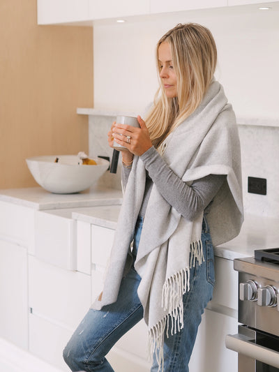 Elio Light Grey Border Throw - The Cross Decor & Design