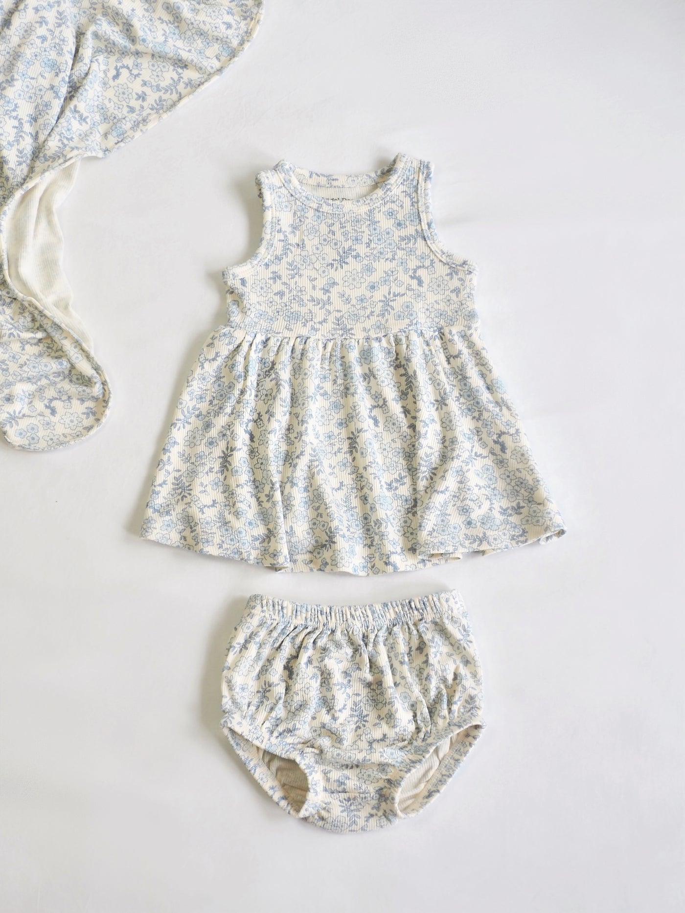 Blue Calico Floral Tank Dress & Bloomer - The Cross Decor & Design